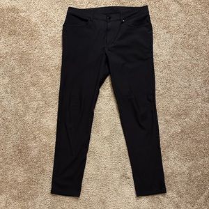 Lululemon ABC Slim pants size 34inch waist lightly worn inseam in picture.